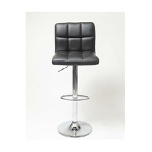 Load image into Gallery viewer, Set of 2 - Adjustable Height Bar Stool with Black Faux Leather Cushion Seat