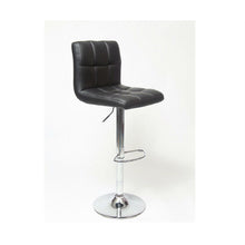 Load image into Gallery viewer, Set of 2 - Adjustable Height Bar Stool with Black Faux Leather Cushion Seat