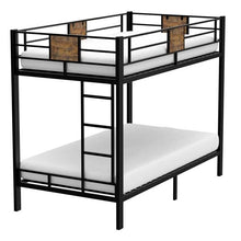 Load image into Gallery viewer, Twin over Twin Heavy Duty Metal Bunk Bed in Black with Side Ladder