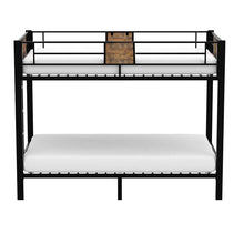 Load image into Gallery viewer, Twin over Twin Heavy Duty Metal Bunk Bed in Black with Side Ladder