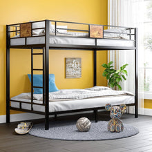 Load image into Gallery viewer, Twin over Twin Heavy Duty Metal Bunk Bed in Black with Side Ladder