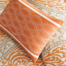 Load image into Gallery viewer, Twin size 4-Piece Orange White Damask Print Comforter Set