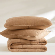 Load image into Gallery viewer, Full/Queen Size 3-Piece Taupe Brown Sienna Faded Stone Washed Cotton Quilt Set