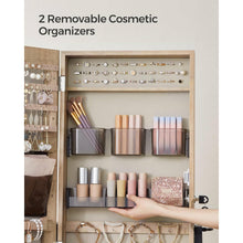 Load image into Gallery viewer, Industrial Modern Metal Wood Jewelry Armoire Cabinet Organizer Mirror on Wheels