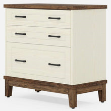 Load image into Gallery viewer, Vintage White/Rustic Brown 3 Drawer Filing Cabinet Printer Stand