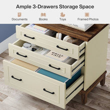 Load image into Gallery viewer, Vintage White/Rustic Brown 3 Drawer Filing Cabinet Printer Stand