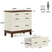 Load image into Gallery viewer, Vintage White/Rustic Brown 3 Drawer Filing Cabinet Printer Stand