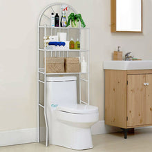 Load image into Gallery viewer, Over Toilet Bathroom Space Saving Storage Shelving Unit in White Metal Finish
