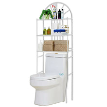 Load image into Gallery viewer, Over Toilet Bathroom Space Saving Storage Shelving Unit in White Metal Finish