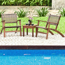Load image into Gallery viewer, Solid Wood and Rattan 3-Piece Outdoor Patio Furniture Table Chairs Set