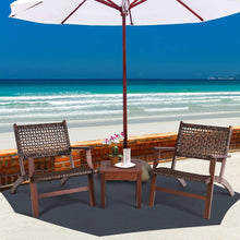 Load image into Gallery viewer, Solid Wood and Rattan 3-Piece Outdoor Patio Furniture Table Chairs Set
