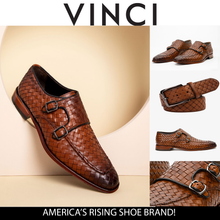 Load image into Gallery viewer, The Turan Brown Woven Double Monk Strap Dress Men Shoe