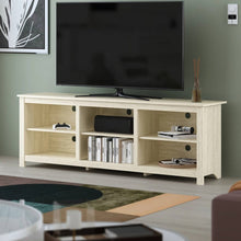 Load image into Gallery viewer, Farmhouse TV Stand in Light Travertine Wood Finish - for TVs up to 70-inch
