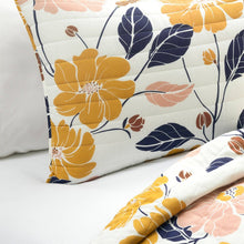 Load image into Gallery viewer, Twin/Twin XL Orange Yellow Pink Navy Blue Floral Flowers Lightweight Quilt Set