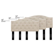 Load image into Gallery viewer, Twin Size Beige Fabric Upholstered Button-Tufted Adjustable Height Headboard