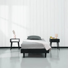 Load image into Gallery viewer, Twin size Mid-Century Modern Platform Bed Frame in Black Wood Finish