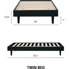 Load image into Gallery viewer, Twin size Mid-Century Modern Platform Bed Frame in Black Wood Finish