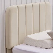 Load image into Gallery viewer, Twin size Beige Upholstered Platform Bed Frame with Headboard