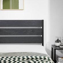 Load image into Gallery viewer, Twin size Industrial Platform Bed Frame with Wood Slatted Headboard in Black