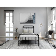 Load image into Gallery viewer, Twin size Farmhouse Black Metal Bed Frame with Rounded Headboard Footboard