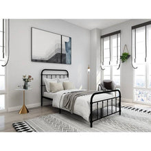 Load image into Gallery viewer, Twin size Farmhouse Black Metal Bed Frame with Rounded Headboard Footboard
