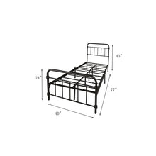 Load image into Gallery viewer, Twin size Farmhouse Black Metal Bed Frame with Rounded Headboard Footboard