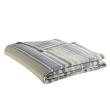 Load image into Gallery viewer, Twin size Navy Blue Tan Cream Chevron Stripe Lightweight Cotton Blanket