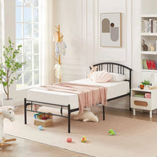 Load image into Gallery viewer, Twin size Black Metal Platform Bed Frame with Arched Headboard