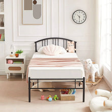Load image into Gallery viewer, Twin size Black Metal Platform Bed Frame with Arched Headboard