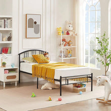 Load image into Gallery viewer, Twin size Black Metal Platform Bed Frame with Arched Headboard