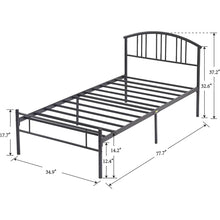 Load image into Gallery viewer, Twin size Black Metal Platform Bed Frame with Arched Headboard