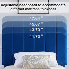 Load image into Gallery viewer, Twin size Blue Upholstered Platform Bed Frame with Headboard