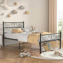 Load image into Gallery viewer, Twin Sturdy Metal Platform Bed Frame with Headboard Footboard in Black Finish