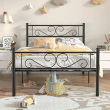 Load image into Gallery viewer, Twin Sturdy Metal Platform Bed Frame with Headboard Footboard in Black Finish