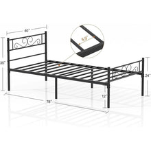 Load image into Gallery viewer, Twin Sturdy Metal Platform Bed Frame with Headboard Footboard in Black Finish