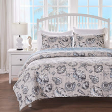Load image into Gallery viewer, Twin/Twin XL size 2 Piece Microfiber Beach Shells Coastal Reversible Quilt Set