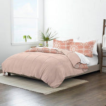 Load image into Gallery viewer, Twin 2 Piece Clay and White Reversible Daisy Medallion Striped Comforter Set