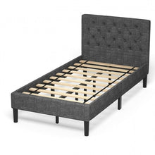 Load image into Gallery viewer, Twin Size Grey Upholstered Button Tufted Headboard Platform Bed