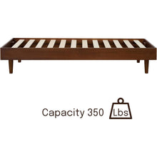 Load image into Gallery viewer, Twin size Mid-Century Modern Platform Bed Frame in Dark Brown Wood Finish
