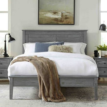 Load image into Gallery viewer, Twin Size Coastal Dorm Farmhouse Solid Pine Wood Platform Bed in Rustic Grey