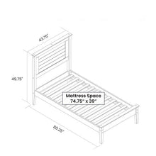 Load image into Gallery viewer, Twin Size Coastal Dorm Farmhouse Solid Pine Wood Platform Bed in Rustic Grey