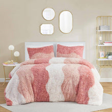 Load image into Gallery viewer, Twin/Twin XL Pink Blush White Reversible Soft Sherpa Faux Fur 2-PC Comforter Set