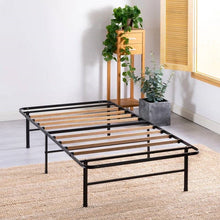 Load image into Gallery viewer, Twin size Metal Bed Frame with Bamboo Wood Slats