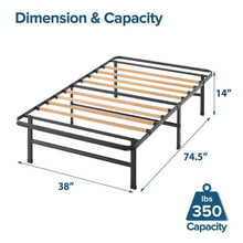 Load image into Gallery viewer, Twin size Metal Bed Frame with Bamboo Wood Slats