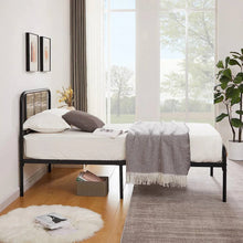 Load image into Gallery viewer, Twin Grey Wood Metal Platform Bed Frame with Rounded Headboard Footboard