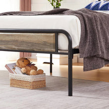 Load image into Gallery viewer, Twin Grey Wood Metal Platform Bed Frame with Rounded Headboard Footboard