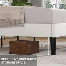 Load image into Gallery viewer, Twin size White Upholstered Platform Bed Frame with Headboard