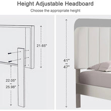 Load image into Gallery viewer, Twin size White Upholstered Platform Bed Frame with Headboard