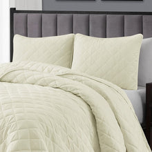 Load image into Gallery viewer, Twin/Twin XL 2-Piece Ivory Microfiber Reversible Diamond Quilt Set
