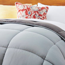 Load image into Gallery viewer, Twin Size All Seasons Plush Light/Dark Grey Reversible Polyester Down Alternative Comforter